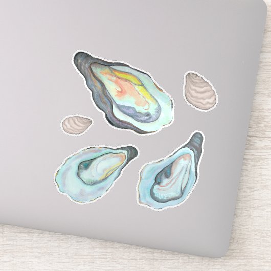 Sticker Watercolor Oysters Kiss Cut Vinyl (Détail)
