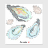 Sticker Watercolor Oysters Kiss Cut Vinyl (Feuille)