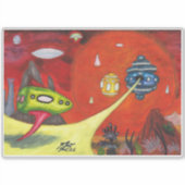 Sticker Watercolor Painting Science Fiction Dimension Art (Devant)