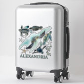 Sticker Watercolor Sea Turtles Coastal Collection Nom (Sur valise)