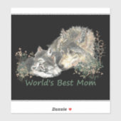 Sticker Watercolor Wolf World's Best Mom & Cubs (Feuille)