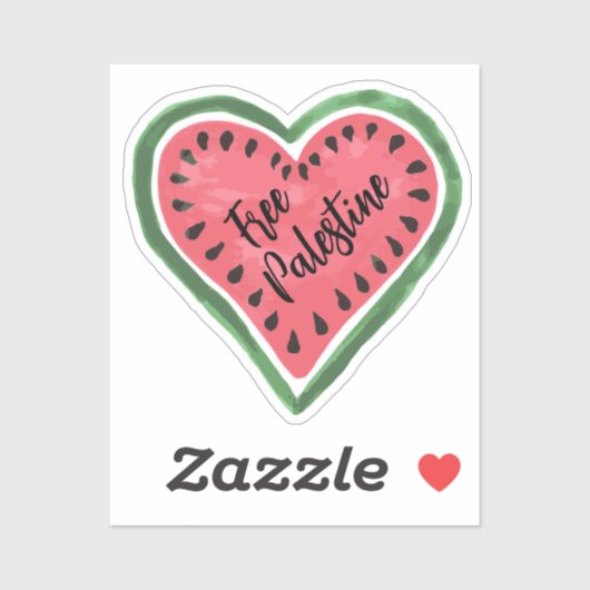 Sticker Watermelon Heart "Free Palestine" (Feuille)