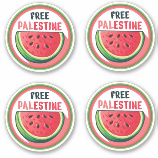 Sticker Watermelon Palestine Free Colorfull (Devant)