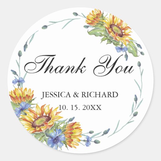 Sticker Waterverf Wedding classic round (Voorkant)