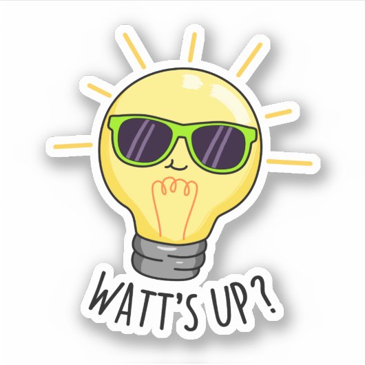 Sticker Watts Up Funny Light Bulb Pun (Devant)