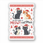 Sticker We Hiss You A Meowy Catmas Funny Cat Christmas Ugl (Devant)