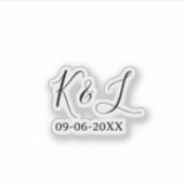 Sticker Wedding couple name letter date red pastel backgro (Devant)