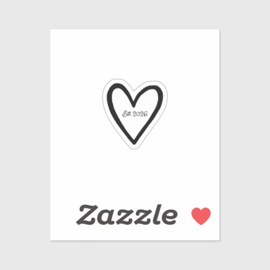 Sticker Wedding Heart Outlined Bride Groom (Feuille)