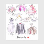 Sticker Wedding planner de chambre de mariée rose amusant (Feuille)