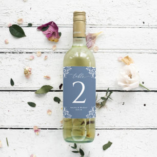 Sticker Wedding Wine Bottle Table Numbers Dusty Blue Stick