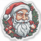 Sticker Weihnachtsmannkopf mit Kranz -  (Devant)