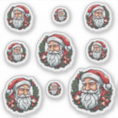 Sticker Weihnachtsmannkopf mit Kranz - 9  (Devant)