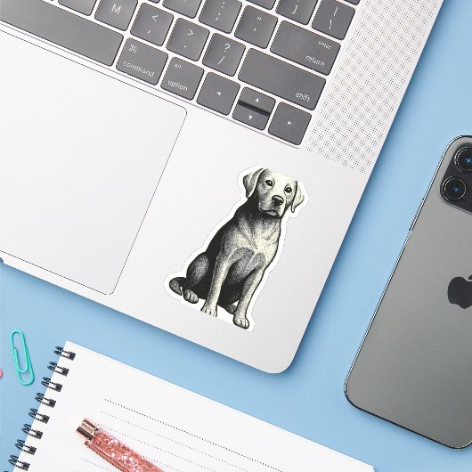 Sticker Weimaraner (Ordinateur portable avec iPhone)