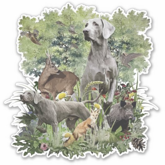 Sticker Weimaraner, "Grey Ghost" (Devant)