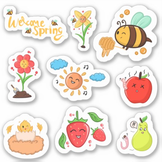 Sticker Welcome Spring éléments set 2 planificateur (Devant)