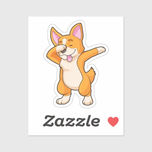 Sticker Welsh Corgi à Dance Dab Hip hop (Feuille)