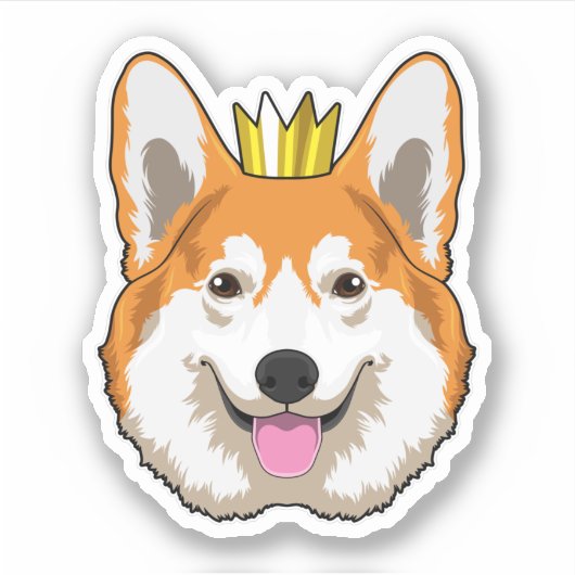 Sticker Welsh corgi with Crown (Devant)