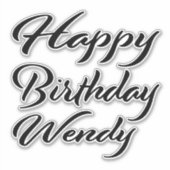 Sticker Wendy Nom Prénom Anniversaire de la Broderie noire (Devant)