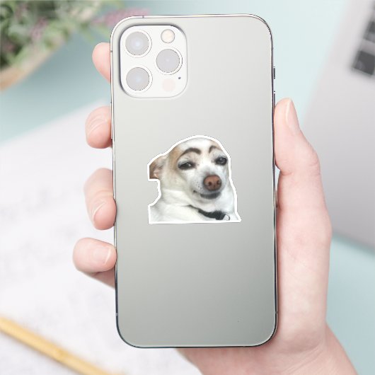 Sticker wenkbrauw hond meme (Telefoon)