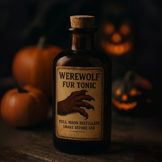 Sticker Werewolf Fur Tonic - Halloween Apothecary Label