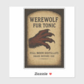Sticker Werewolf Fur Tonic - Halloween Apothecary Label (Feuille)