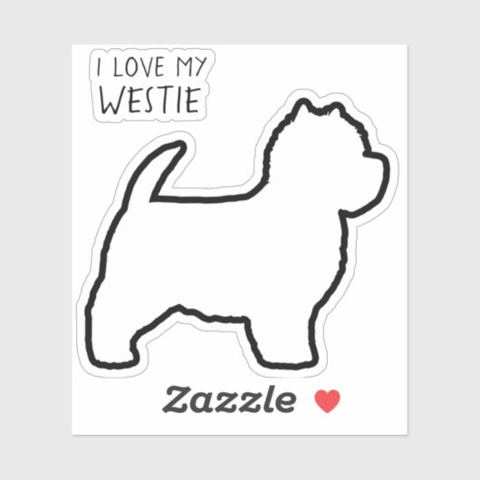 Sticker West Highland White Terrier Silhouette Westie Chie (Feuille)