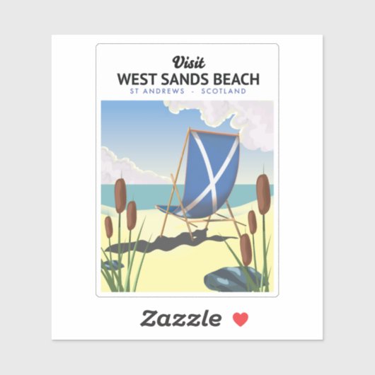 Sticker West Sands Beach, St Andrews Écosse (Feuille)