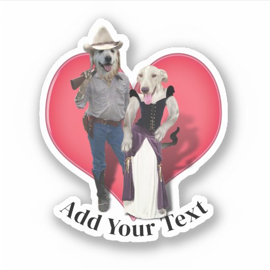 Sticker Western Couple Cowboy Dog (Devant)