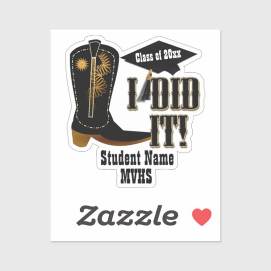 Sticker Western Cowboy Boot - Graduation (Feuille)