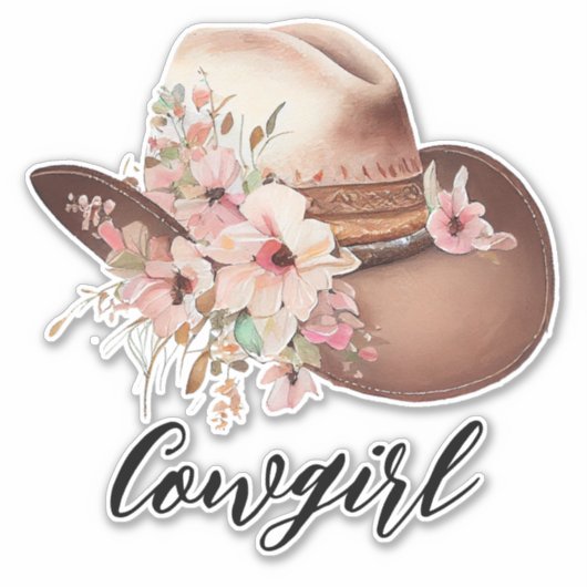 Sticker Western Floral Cowgirl Casquette (Devant)