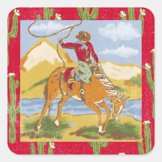 Sticker  Western Rodeo Cowboy Wild West (Voorkant)