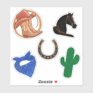 Sticker Western Thème Party Cowboy Cowgirl Rodeo Wild West