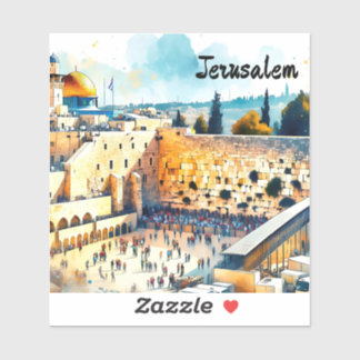 Sticker Western Wall Kotel Water Color Art