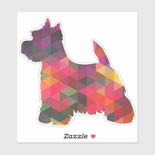 Sticker Westie Terrier Motif géométrique Silhouette (Feuille)