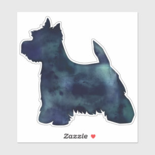 Sticker Westie Terrier Noir Aquarelle Silhouette