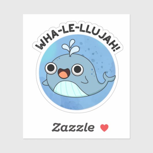 Sticker Wha-le-llujah Funny Blue Whale Pun (Feuille)