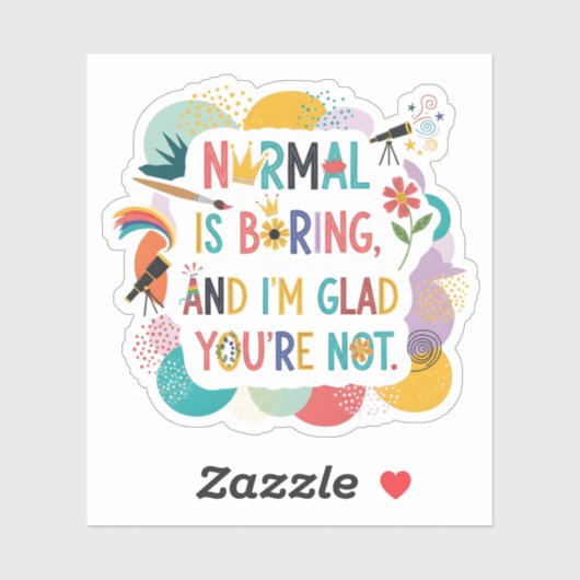 Sticker Whimsical Art Teacher Creative Quote Design (Feuille)