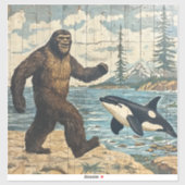 Sticker Whimsical Bigfoot et Orca (Feuille)