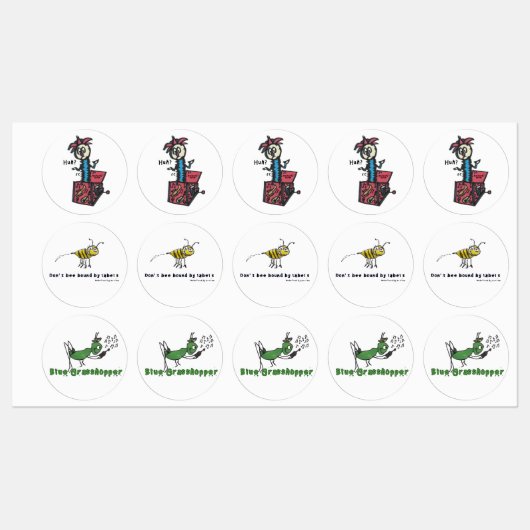 Sticker Whimsical : Blue Grasshopper, Don’t Be (Feuille)