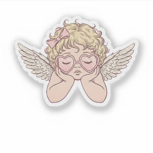 Sticker Whimsical Dreamscape Cherub with Hear (Devant)