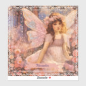 Sticker Whimsical Fairy in Dreamy Pink Floral Garden (Feuille)