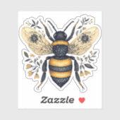 Sticker Whimsical Floral Bee (Feuille)