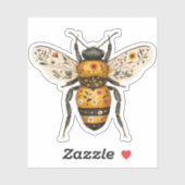 Sticker Whimsical Floral Bee (Feuille)