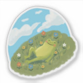 Sticker Whimsical Frog Chilling On The Hill Illustration (Devant)
