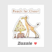 Sticker Whimsical Giraffe Holiday Tree Drawing (Feuille)