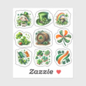 Sticker Whimsical Green Irish Folk St. Patrick’s Day Set (Feuille)