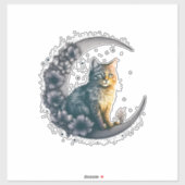 Sticker Whimsical Moonlit Cat Art (Feuille)