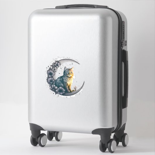 Sticker Whimsical Moonlit Cat Art (Sur valise)