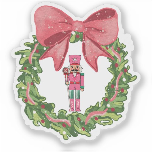Sticker Whimsical Nutcracker Christmas Wreath (Devant)