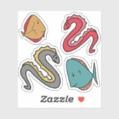 Sticker Whimsical Petits poissons et anguilles (Feuille)